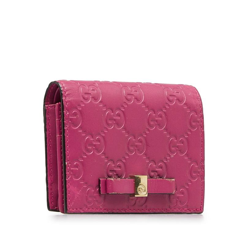 GUCCI（グッチ） グッチシマ ボウ リボンモチーフ 二つ折り財布 カード