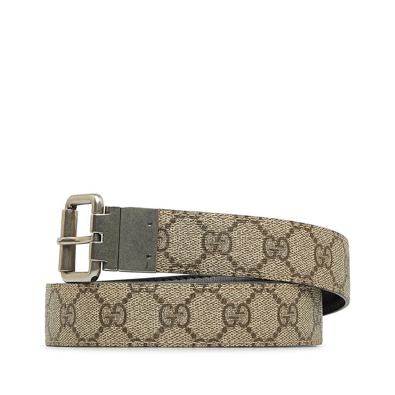 グッチ GGスプリーム リバーシブル ベルト グレー ブラック PVC