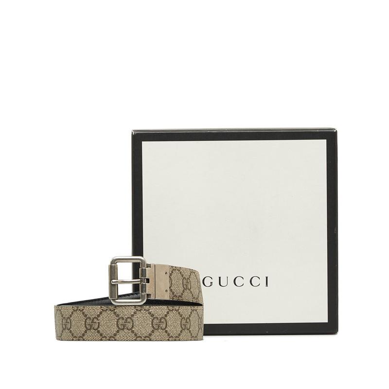 GUCCI グッチ  GGスプリーム PVC レザーベルト 美品】GUCCI グッチ PVCレザーベルト GGスプリーム ネイビー