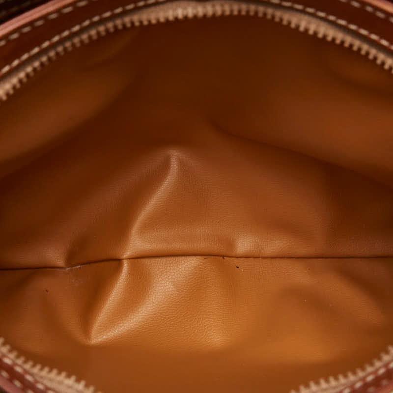 CELINE セリーヌ マカダム ハンドバッグ ブラウン PVC レザー  