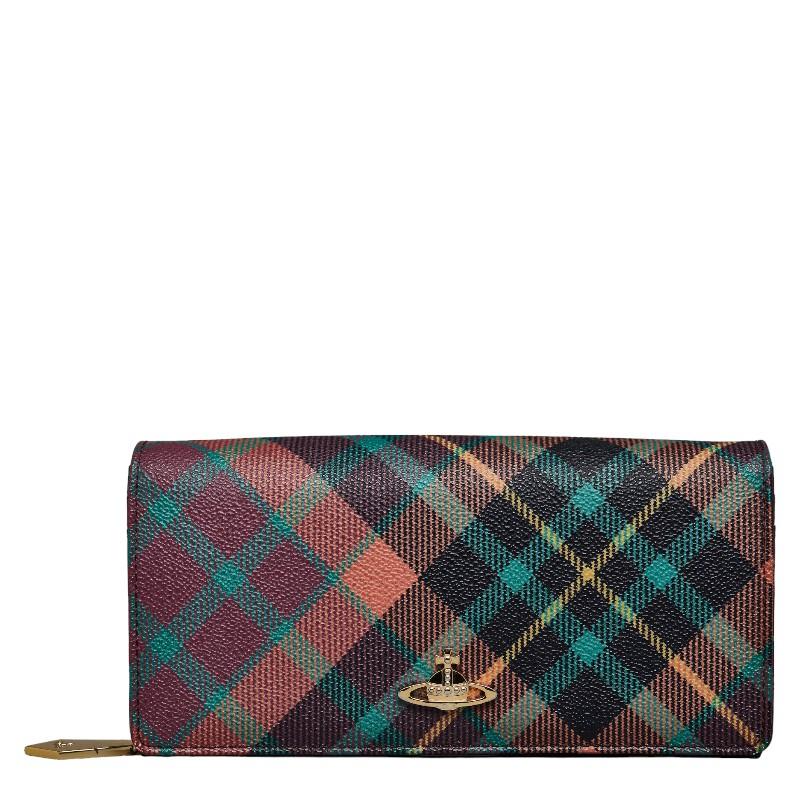 ヴィヴィアンウエストウッド チェック 長財布 ダービー グリーン  