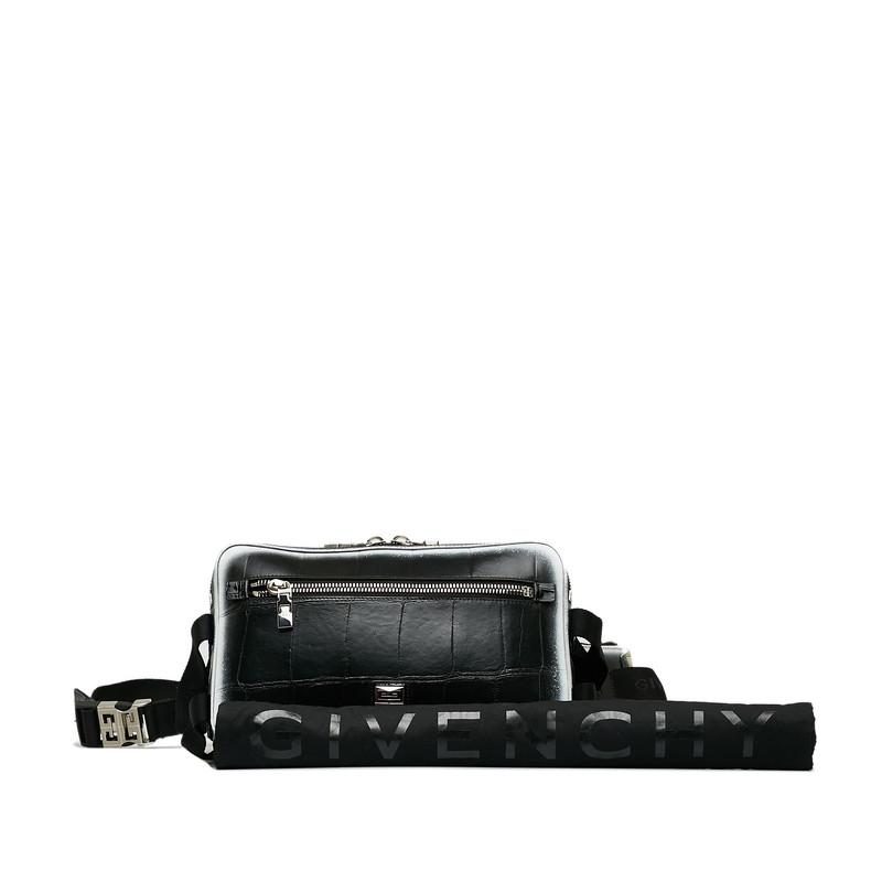 GIVENCY クロコ型押し ボディバッグ ジバンシー 黒白 ジバンシー BAG ジバンシー クロコ型押し ボディバッグ ウエストバッグ ブラック