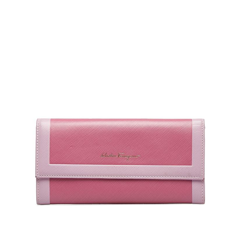 サルヴァトーレフェラガモ 長財布 ピンク レザー レディース Salvatore 