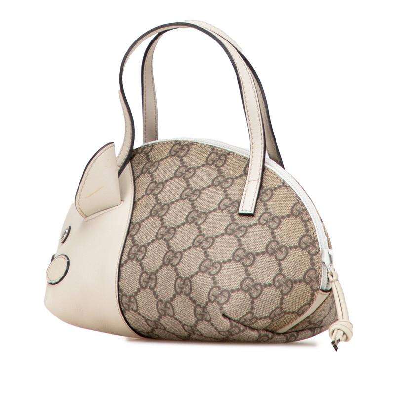 【GUCCI】チルドレンズ GGスプリーム PVC×レザー ハンドバッ GUCCI（グッチ） GGスプリーム チルドレンズ ZOO ブタ ミニ