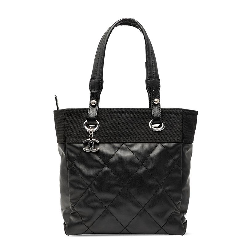 シャネル パリビアリッツトートPM トートバッグ ショルダーバッグ ブラック レザー コーティングキャンバス レディース CHANEL 【中古】 CHANEL（シャネル） パリビアリッツトートPM トートバッグ ブラック