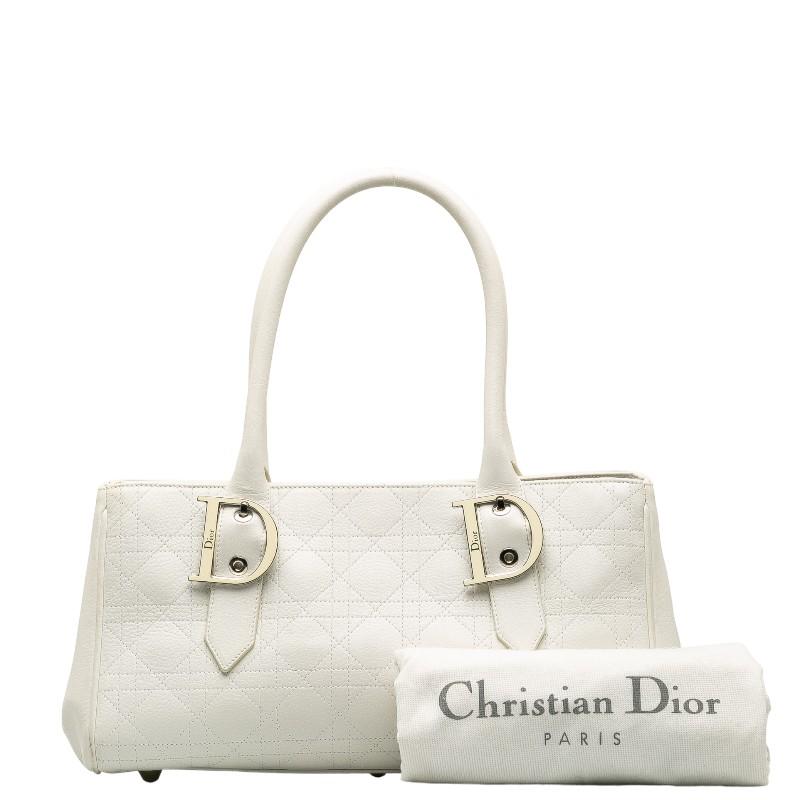【美品】　DIOR ディオール　カナージュ　トートバッグ レザー　白 ディオール カナージュ トートバッグ ハンドバッグ ホワイト