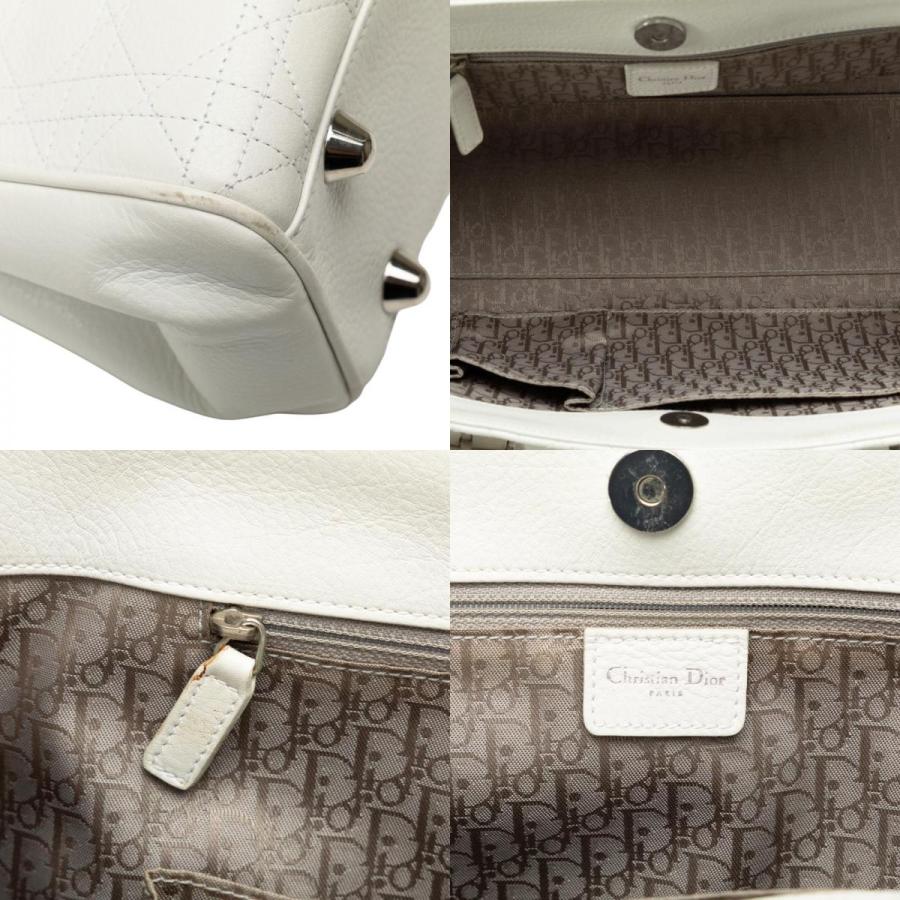 ディオール カナージュ トートバッグ ハンドバッグ ホワイト レザー