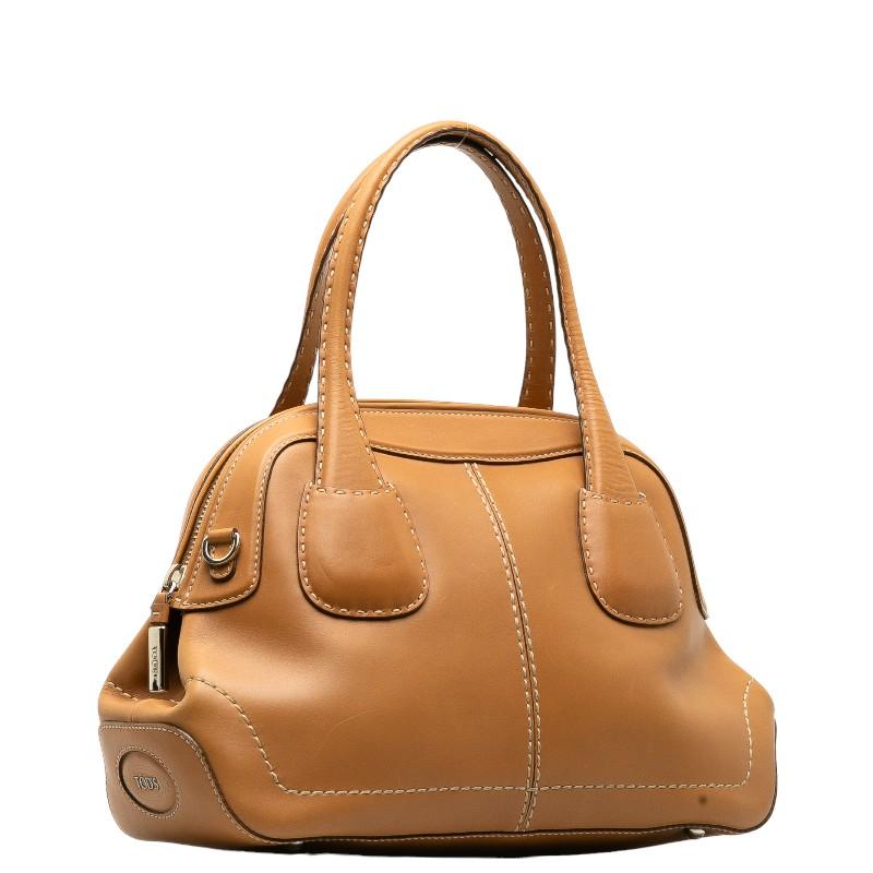 トッズ ステッチ ハンドバッグ ショルダーバッグ 2WAY ベージュ レザー 