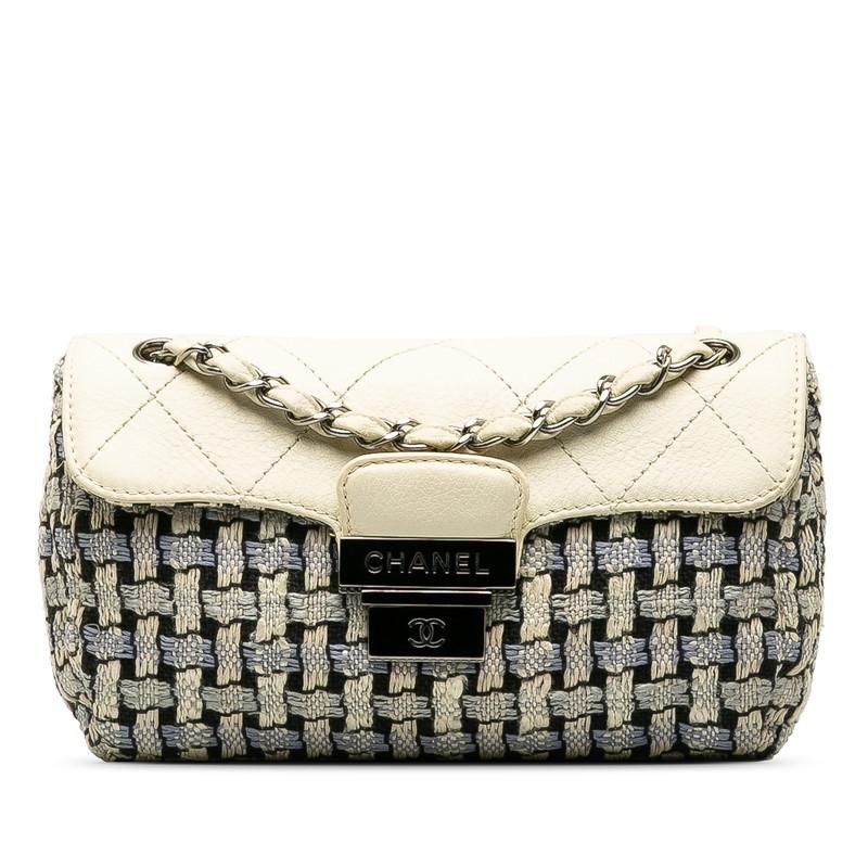 ココマーク.チェーンショルダーバッグ CHANEL（シャネル） ワイルドステッチ ココマーク ツイード シルバー
