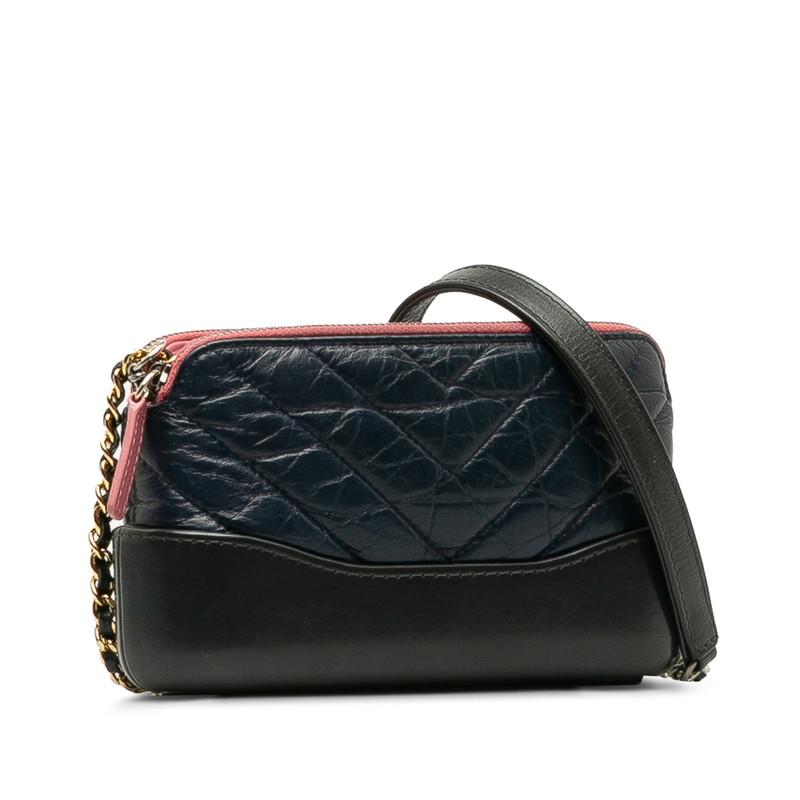 シャネル ガブリエル キルティング チェーン ウォレット ミニ ショルダーバッグ ネイビー レザー レディース CHANEL 【中古】_1