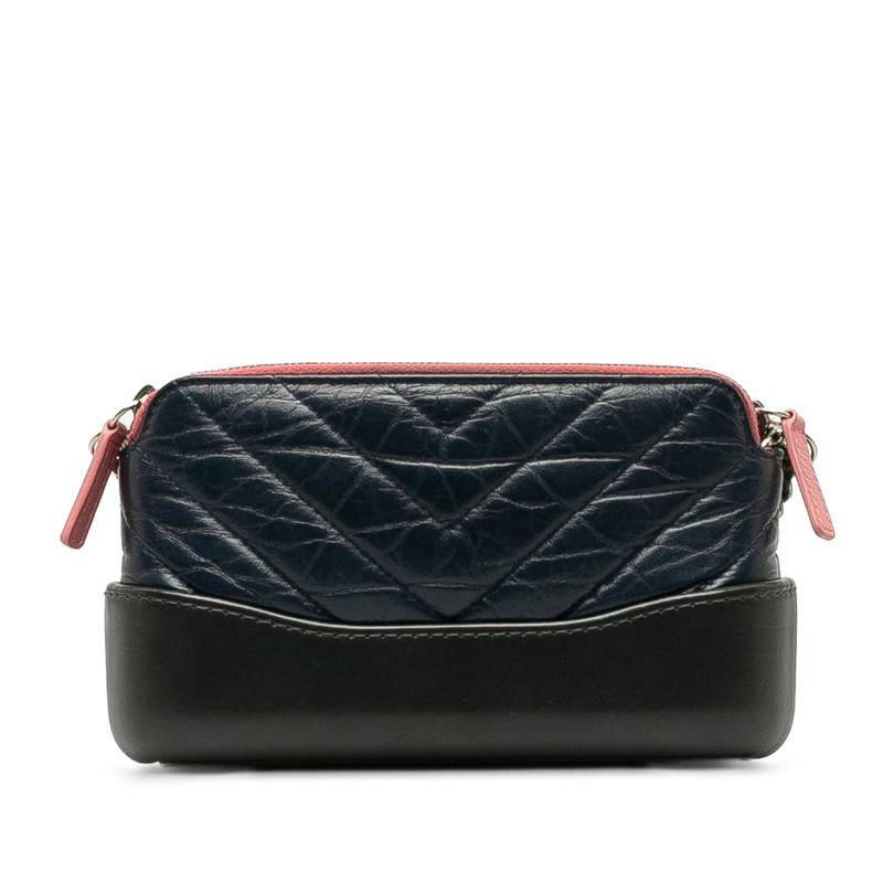 シャネル ガブリエル キルティング チェーン ウォレット ミニ ショルダーバッグ ネイビー レザー レディース CHANEL 【中古】_2