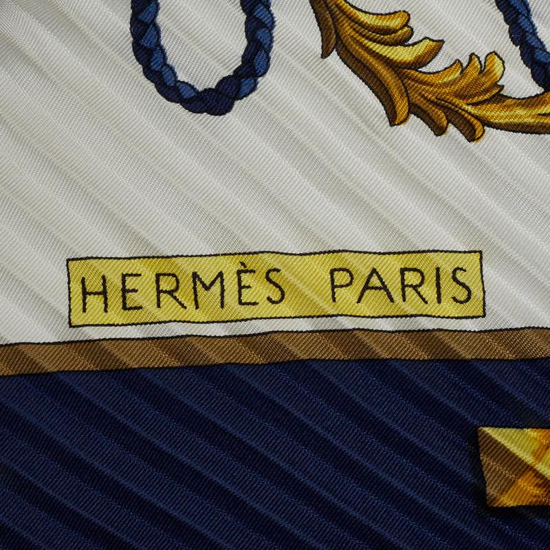 HERMES エルメス プリーツカレ90 LES CLES 鍵 スカーフ ホワイト HERMES エルメス プリーツカレ90 LES CLES 鍵 スカーフ ホワイト