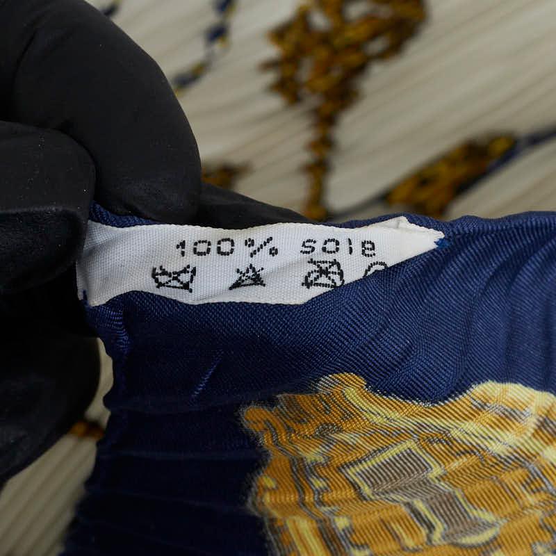 HERMES エルメス プリーツカレ90 LES CLES 鍵 スカーフ ホワイト  