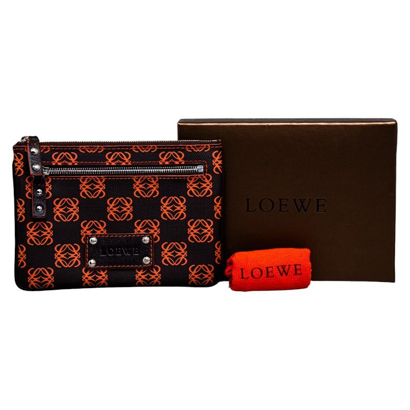 LOEWE（ロエベ） アナグラム 総柄 ポーチ ブラック オレンジ PVC