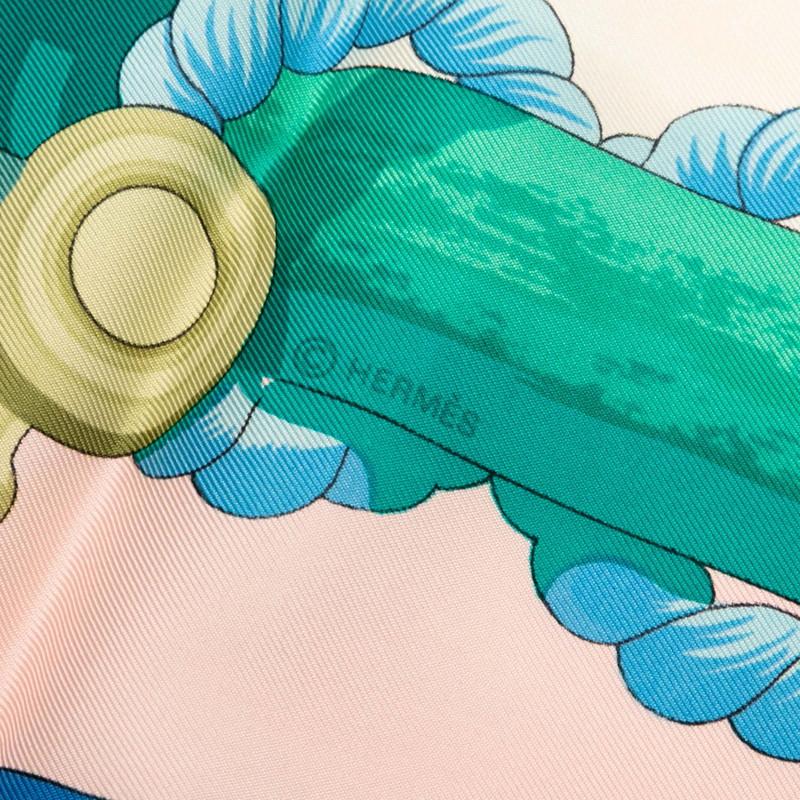 HERMES（エルメス） カレ90 Tribord 帆船 スカーフ ベージュ ブルー