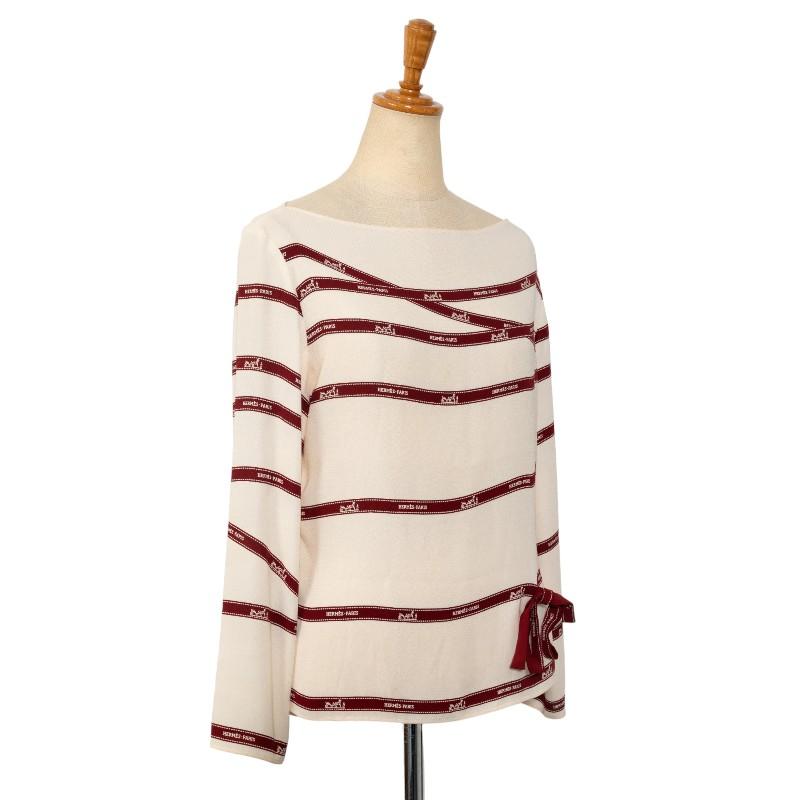 専用ですエルメス　ボルデュックリボン柄Tシャツ　34 レッド エルメス ボルデュックリボン柄Tシャツ 34 レッド 【公式通販】 トップス