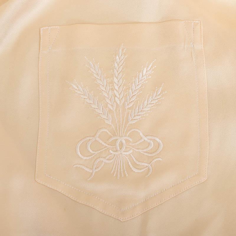 CHANEL シャネル ココマーク 刺繍 ブラウス 長袖シャツ ベージュ CHANEL シャネル ココマーク 刺繍 ブラウス 長袖シャツ ベージュ