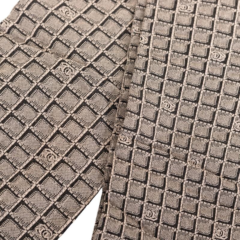 シャネル ブロックチェック ココマーク ストッキング タイツ グレー 