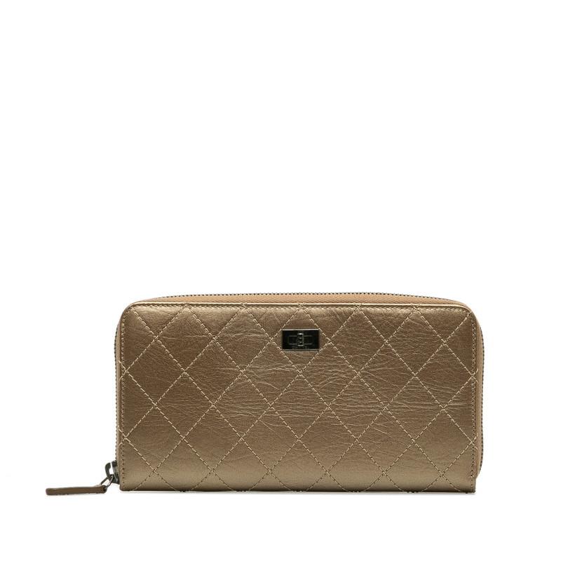 CHANEL シャネル マトラッセ 2.55 ブロンズ ラウンドファスナー 長財布 