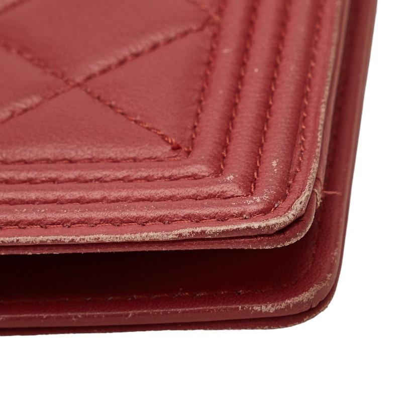 CHANEL シャネル ボーイシャネル 長財布 ワインレッド レザー 