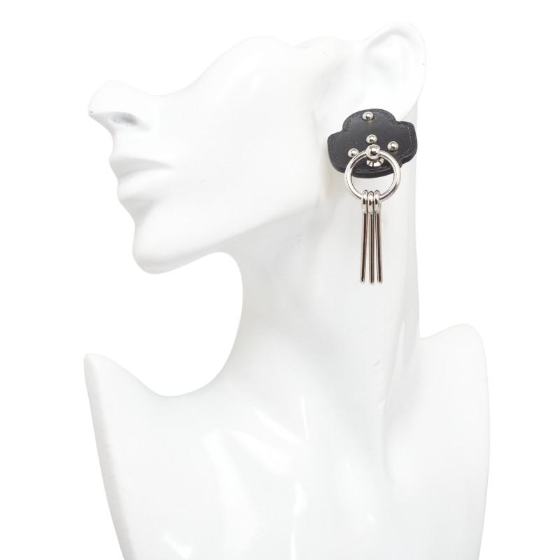 HERMES（エルメス） カーナビー ピアス シルバー ブラック メタル