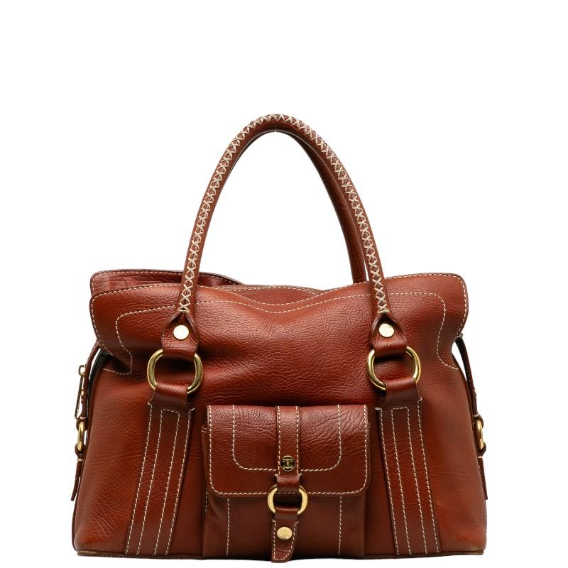 CELINE PARIS レザー ハンドバッグ ブラウン CELINE PARIS レザー ハンドバッグ ブラウン
