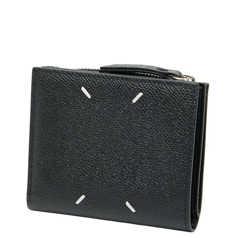 マルタンマルジェラ 4ステッチ 二つ折り財布 ブラック レザー レディース MARTIN MARGIELA 【中古】 マルタンマルジェラ 4ステッチ 二つ折り財布 ブラック レザー