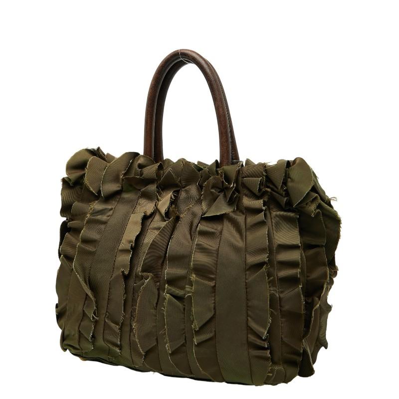 PRADA（プラダ） フリル ハンドバッグ トートバッグ BN1728 カーキ 