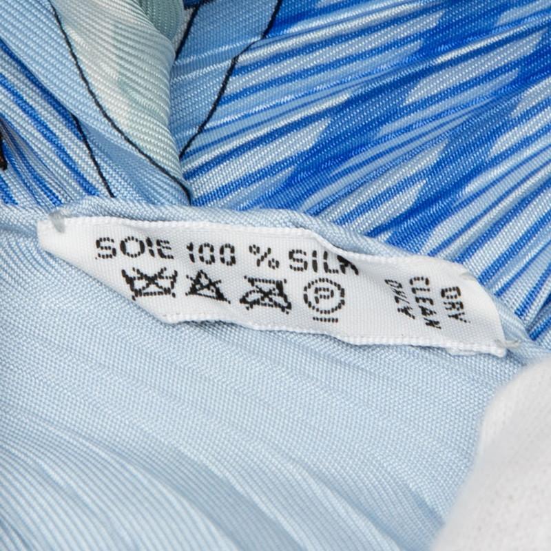 エルメス プリーツカレ VARANGUES ベランダ スカーフ ブルー マルチ