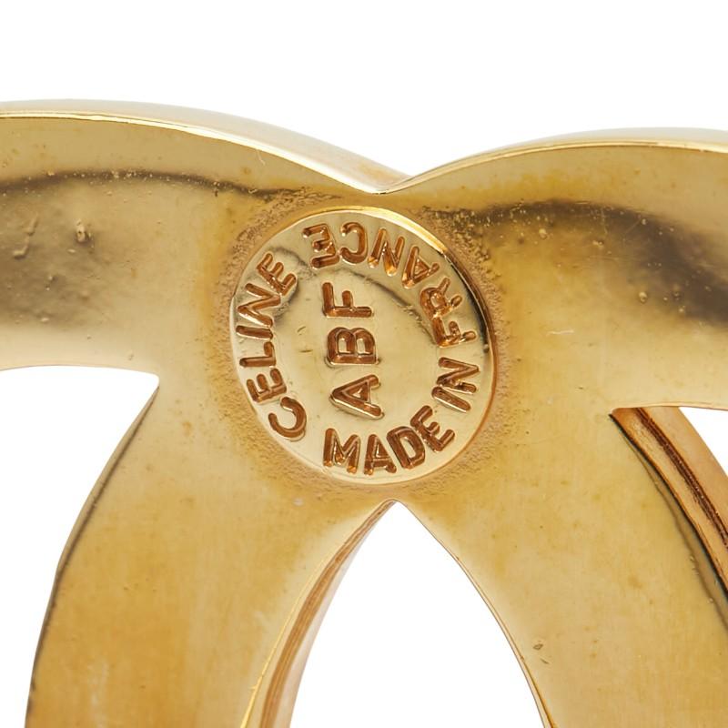 CELINE（セリーヌ） サークルロゴ ラインストーン ブローチ ゴールド