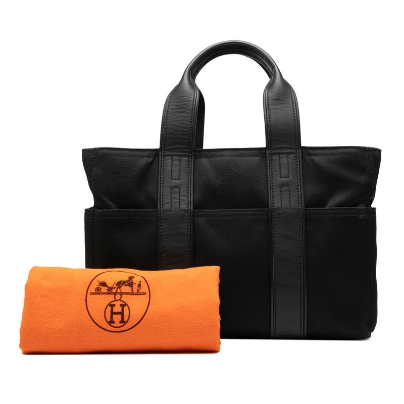 エルメス アカプルコPM ハンドバッグ トートバッグ ブラック トワルシェブロン レザー レディース HERMES 【中古】 HERMES（エルメス） アカプルコPM ハンドバッグ トートバッグ ブラック