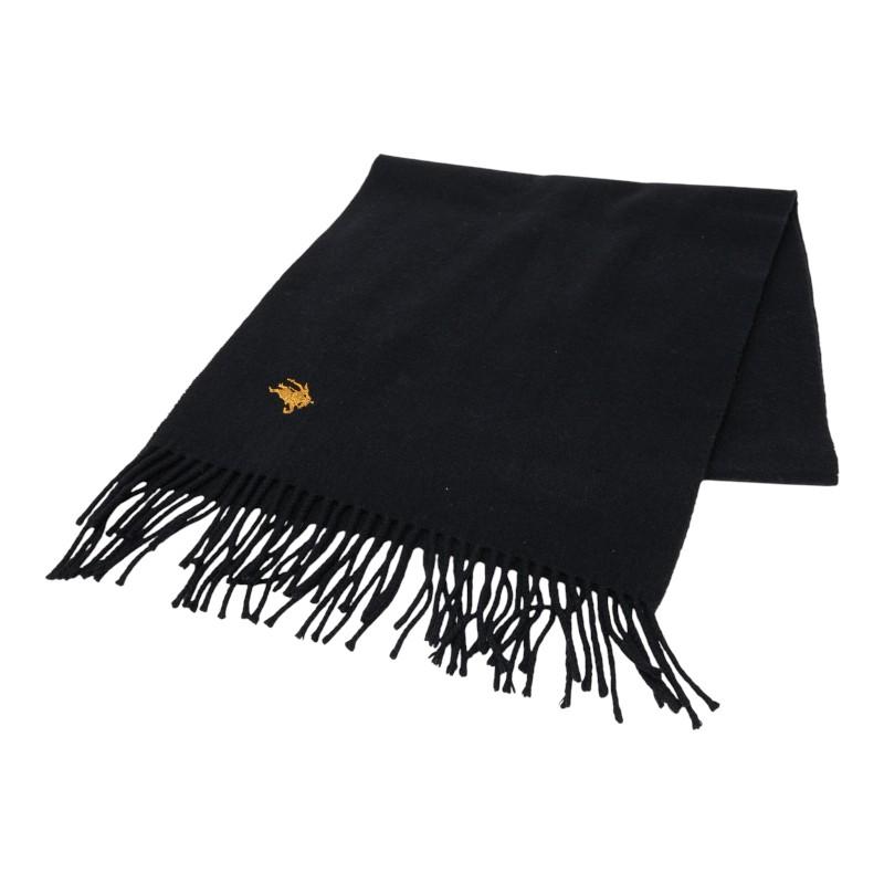 バーバリー シャドーホース刺繍 マフラー ブラック ゴールド カシミヤ レディース BURBERRY 【中古】 BURBERRY（バーバリー） シャドーホース刺繍 マフラー ブラック