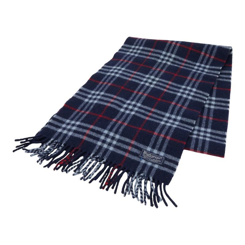 バーバリー ノバチェック マフラー ネイビー レッド ウール レディース BURBERRY 【中古】 BURBERRY（バーバリー） ノバチェック マフラー ネイビー レッド