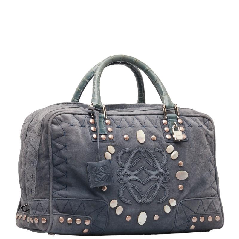LOEWEアマソナブラウン スエード ミニボストンバッグ36