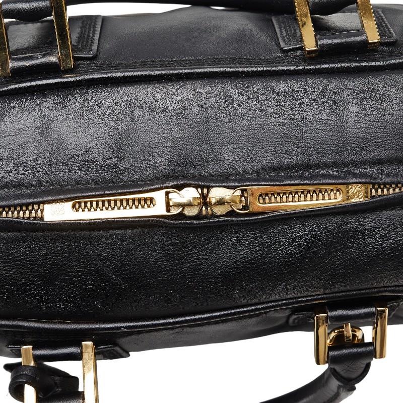 LOEWE ロエベ アマソナ28 アナグラム ハンドバッグ ブラック レザー  