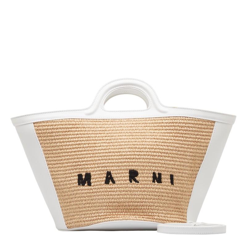 マルニ トロピカリア スモール ハンドバッグ ショルダーバッグ 2WAY ホワイト ベージュ ラフィア レザー レディース MARNI 【中古】 MARNI（マルニ） トロピカリア スモール ハンドバッグ ショルダー