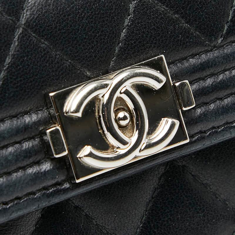 CHANEL（シャネル） ココマーク ボーイシャネル 三つ折り財布 ブラック