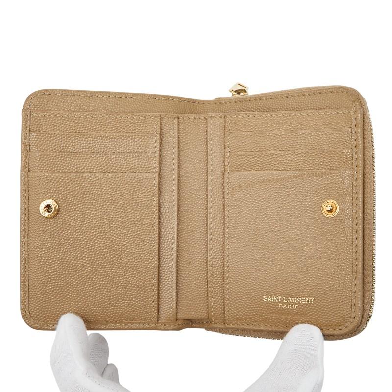 あ*み様 YSL 二つ折り財布 ベージュ キルティング イヴサンローラン 二