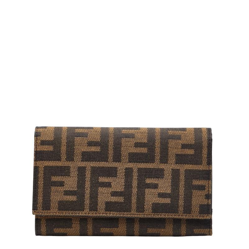 フェンディ ズッカ 三つ折り財布 8M0011 ブラウン ブラック キャンバス レディース FENDI 【中古】 FENDI（フェンディ） ズッカ 三つ折り財布 8M0011 ブラウン ブラック