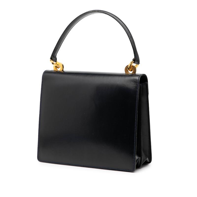 GUCCI（グッチ） オールドグッチ ハンドバッグ ネイビー レザー