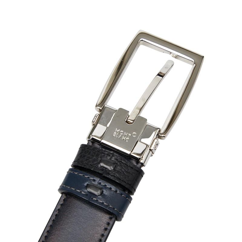 【美品】MONTBLANC レザー製メンズベルト リバーシブルベルト ネイビー MONTBLANC（モンブラン） リバーシブル ベルト ブラック ネイビー