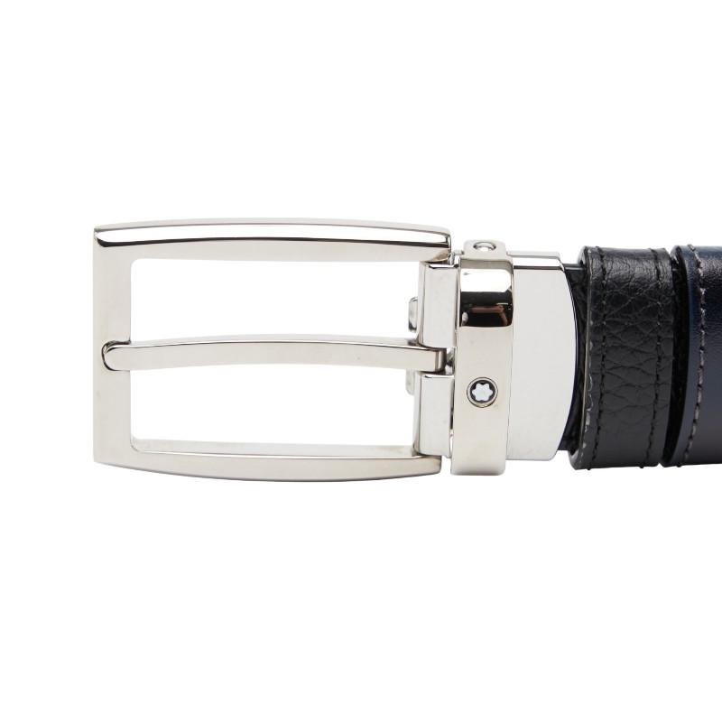 【美品】MONTBLANC レザー製メンズベルト リバーシブルベルト ネイビー MONTBLANC（モンブラン） リバーシブル ベルト ブラック ネイビー