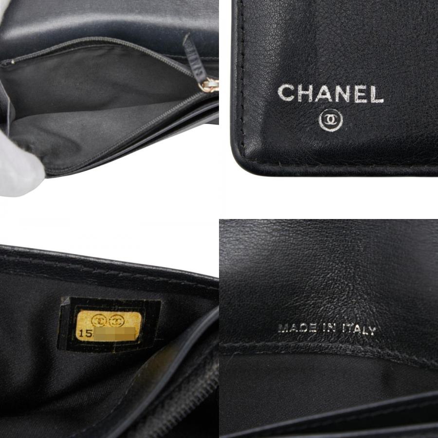CHANEL（シャネル） カメリア ココマーク 二つ折り財布 ブラック