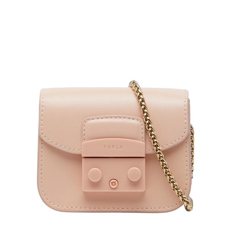 フルラ ミニメトロポリス チェーン ショルダーバッグ ポシェット ピンク レザー レディース Furla 【中古】 FURLA（フルラ） ミニメトロポリス チェーン ショルダーバッグ