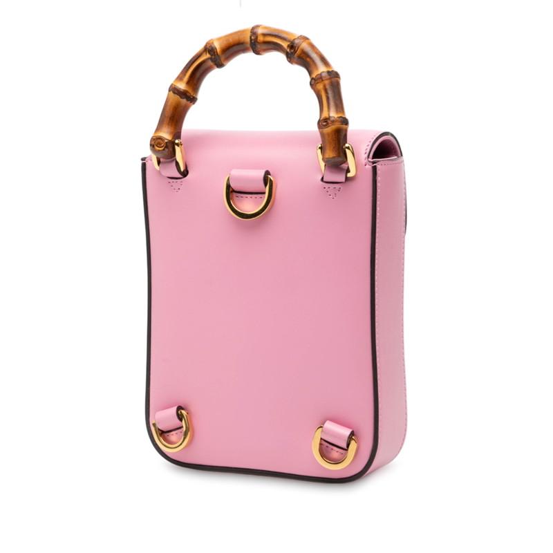 グッチ バンブー ミニ リュック バックパック 702106 ピンク レザー レディース GUCCI 【中古】_1