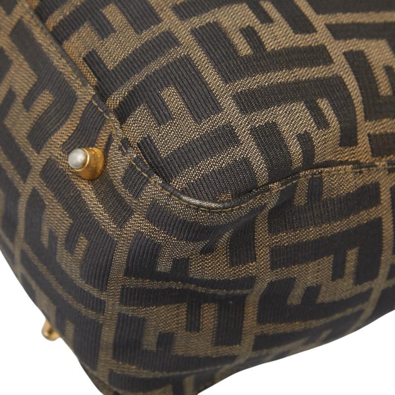 Fendi キャンバス　ハンドバッグ　ブラック/ブラウン FENDI（フェンディ） ズッカ ハンドバッグ ブラウン ブラック