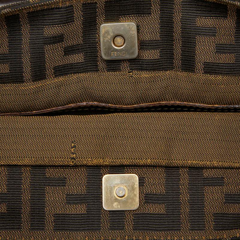 FENDI ズッカ キャンバス レザー ハンドバッグ Fendi ポーチ ズッカ ハンドバッグ キャンバス レザージップ ミニ