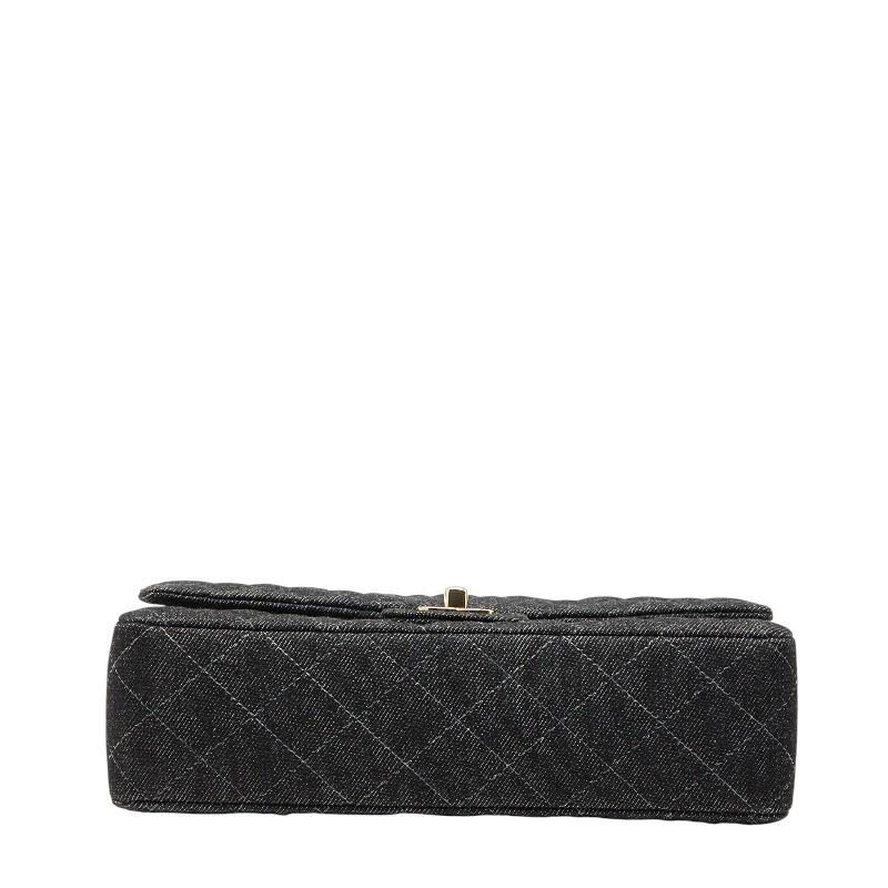 シャネル マトラッセ25 ココマーク ダブルフラップ チェーン ショルダーバッグ ブラック デニム レディース CHANEL 【中古】の画像