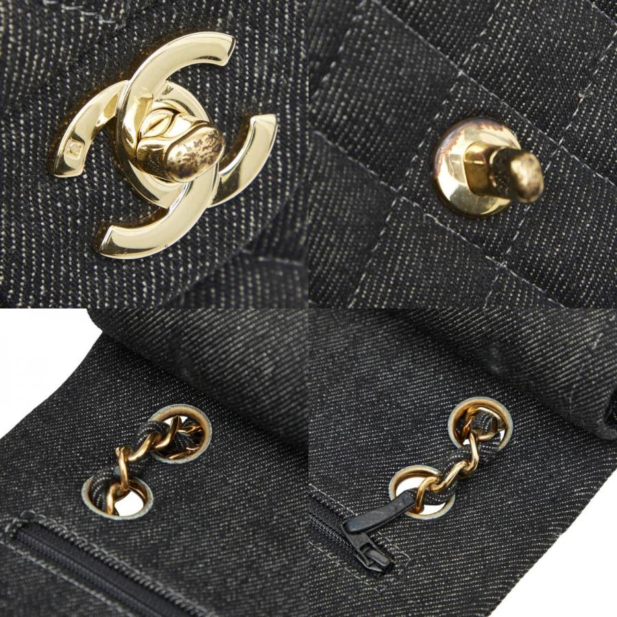 シャネル マトラッセ25 ココマーク ダブルフラップ チェーン ショルダーバッグ ブラック デニム レディース CHANEL 【中古】の画像