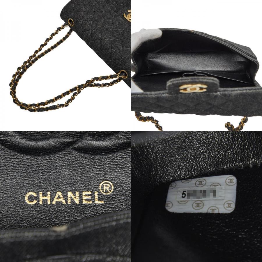 シャネル マトラッセ25 ココマーク ダブルフラップ チェーン ショルダーバッグ ブラック デニム レディース CHANEL 【中古】の画像